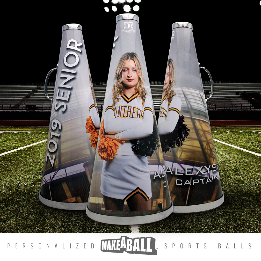 Customized photo senior night cheerleading megaphone Customized senior night cheerleader gift