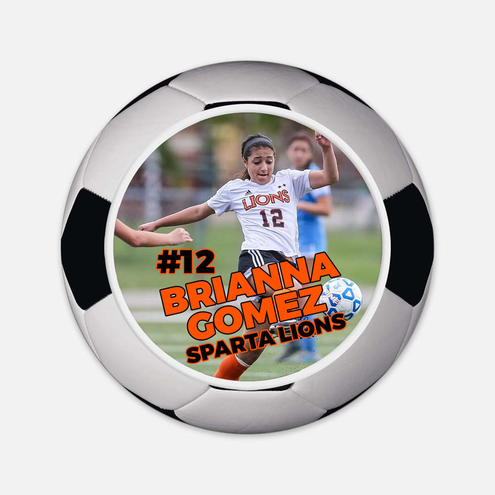 Custom photo senior night soccerball Custom senior night soccerball magnet